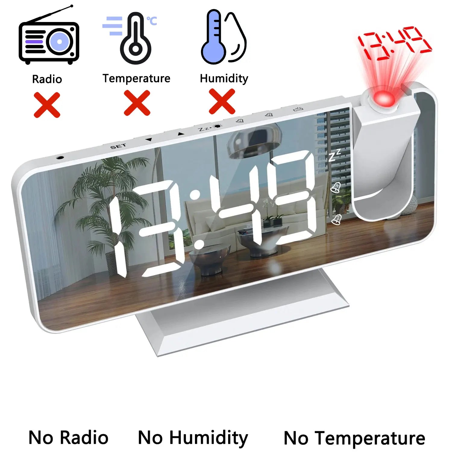 Relógio de mesa projeção hd grande display led digital projeção de teto despertador mesa digital escurecimento automático