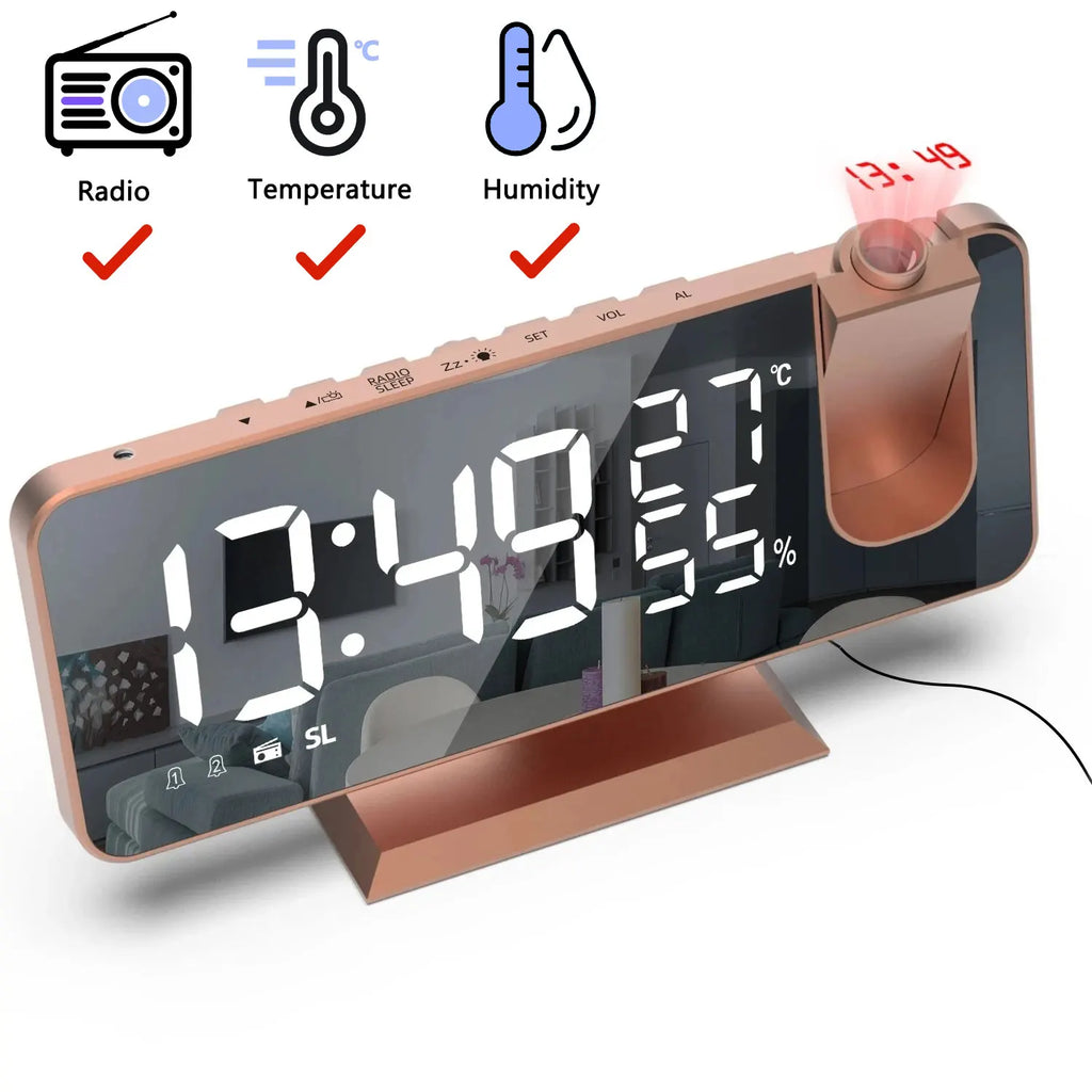 Relógio de mesa projeção hd grande display led digital projeção de teto despertador mesa digital escurecimento automático