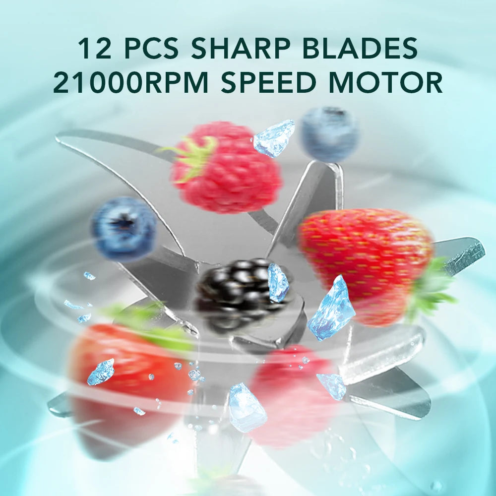 Copo espremedor elétrico portátil de 6 lâminas - liquidificador pessoal recarregável USB