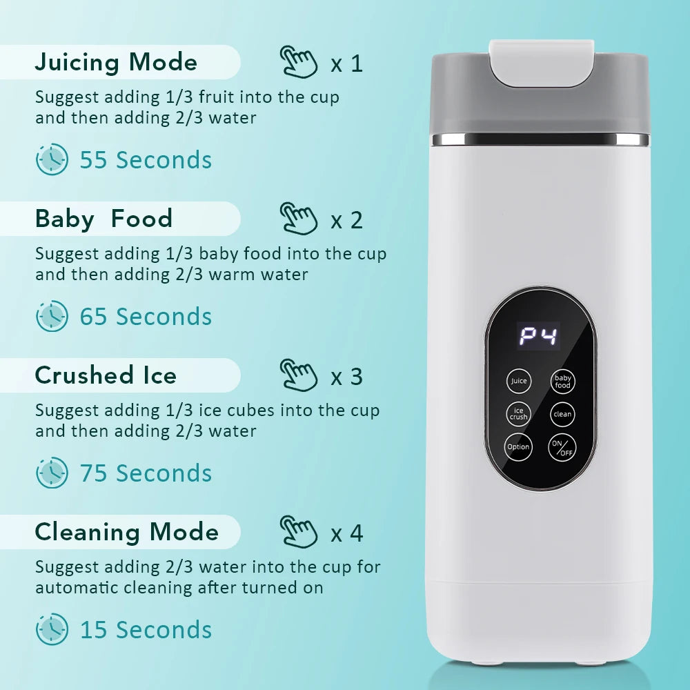 Copo espremedor elétrico portátil de 6 lâminas - liquidificador pessoal recarregável USB