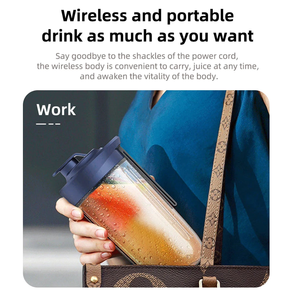 Copo espremedor elétrico portátil de 6 lâminas - liquidificador pessoal recarregável USB