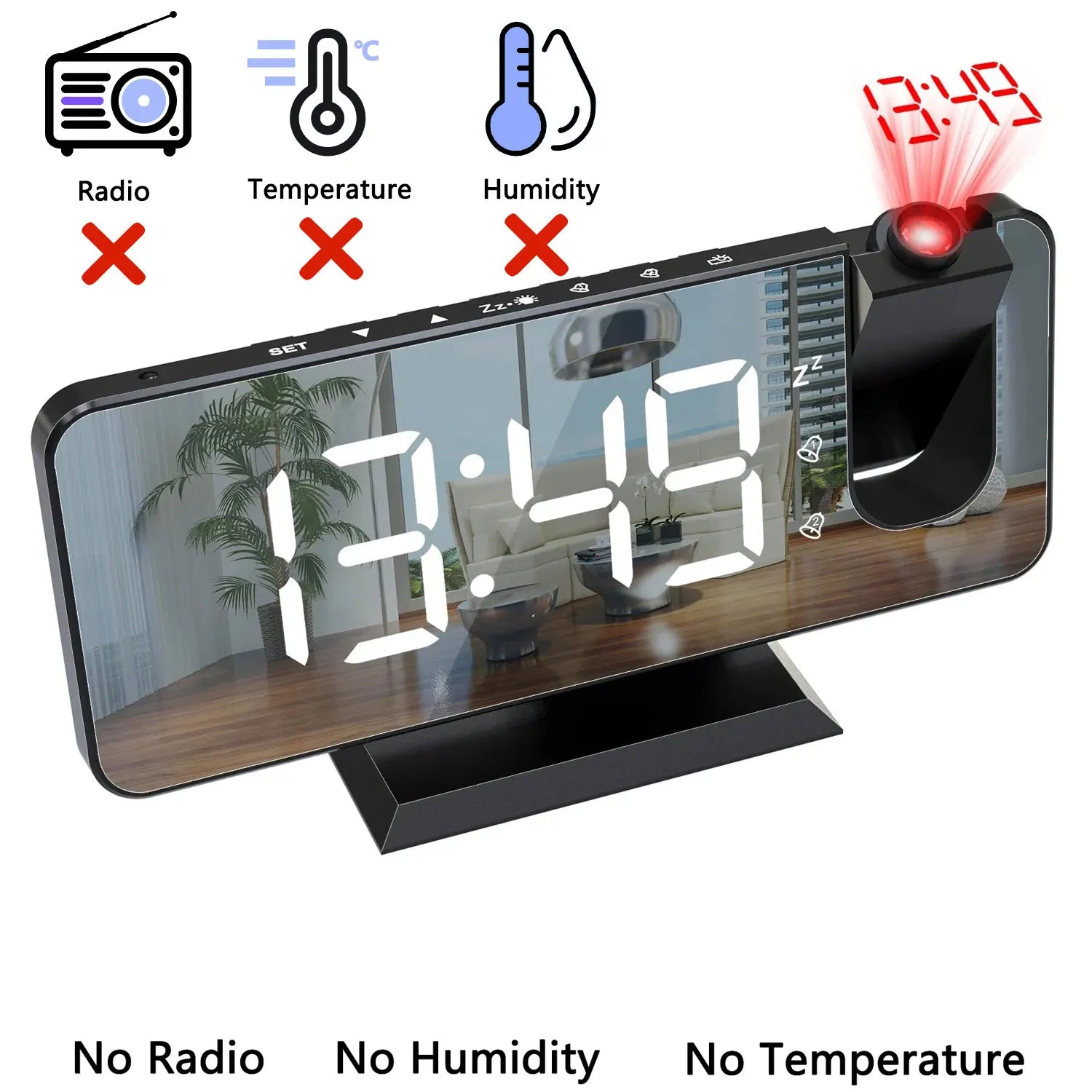 Relógio de mesa projeção hd grande display led digital projeção de teto despertador mesa digital escurecimento automático