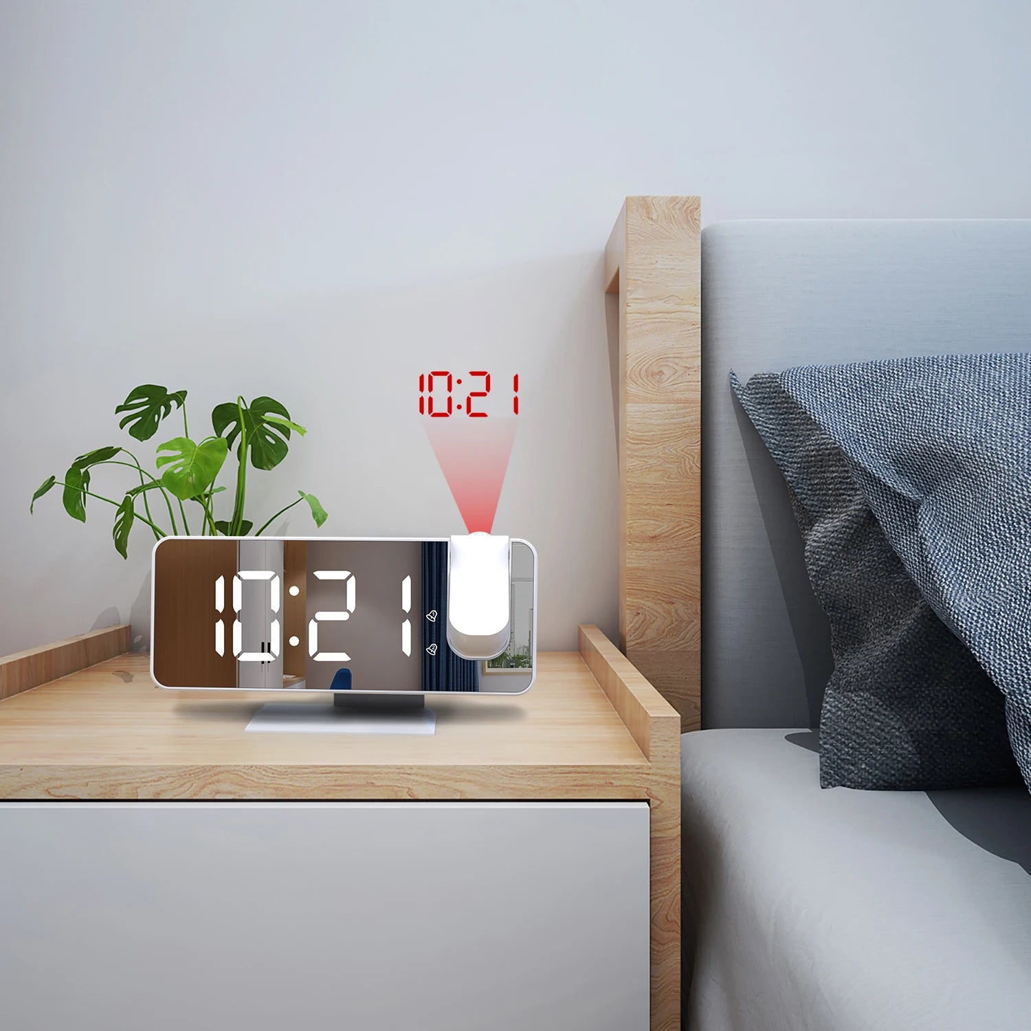 Relógio de mesa projeção hd grande display led digital projeção de teto despertador mesa digital escurecimento automático