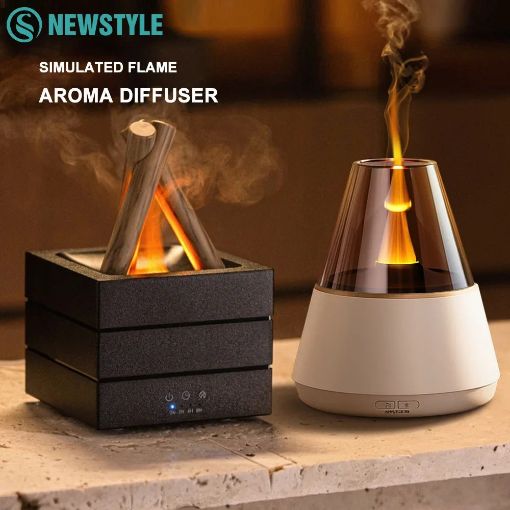 Newstyle simulado chama aroma difusor bonfire umidificador de ar ultra-sônico fabricante névoa fria fogger led difusor da lâmpada óleo essencial