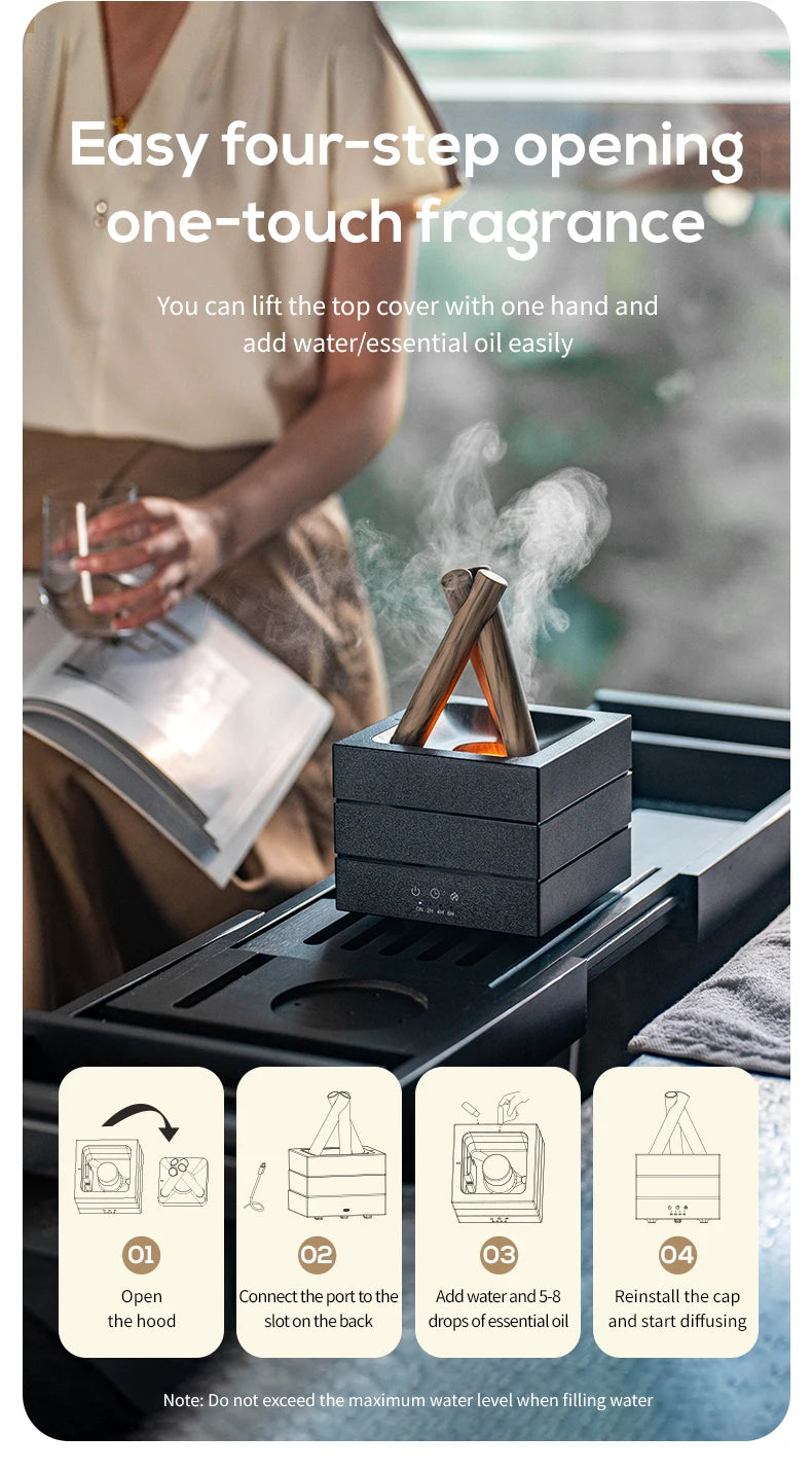 Newstyle simulado chama aroma difusor bonfire umidificador de ar ultra-sônico fabricante névoa fria fogger led difusor da lâmpada óleo essencial