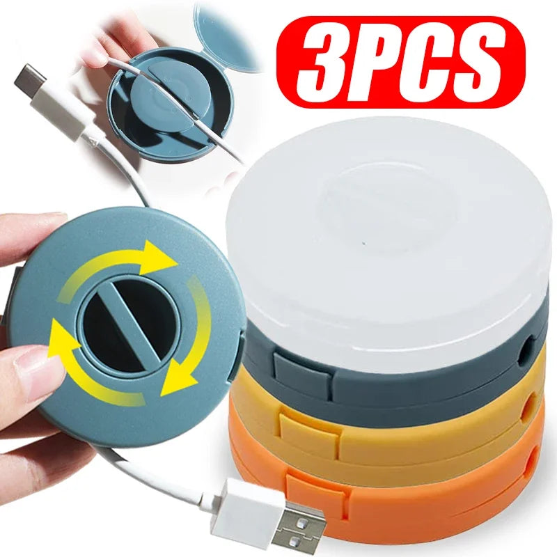 Organizador de cabos portátil retrátil, Enrolador de cabos flexíveis,