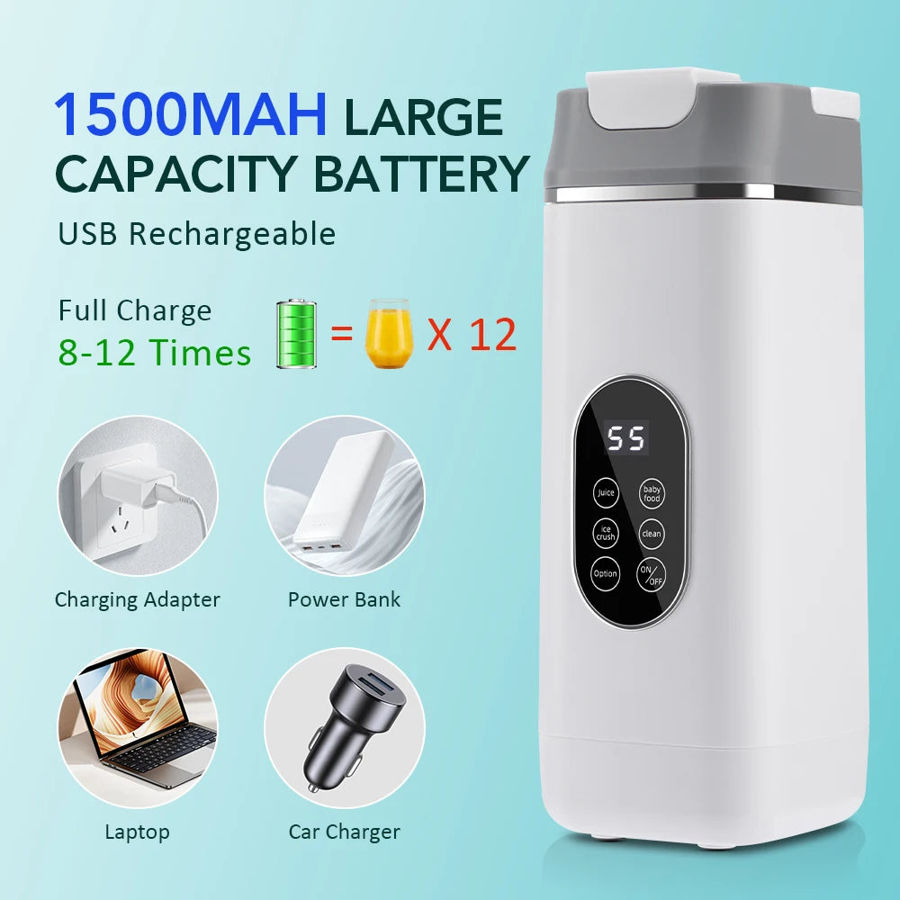 Copo espremedor elétrico portátil de 6 lâminas - liquidificador pessoal recarregável USB