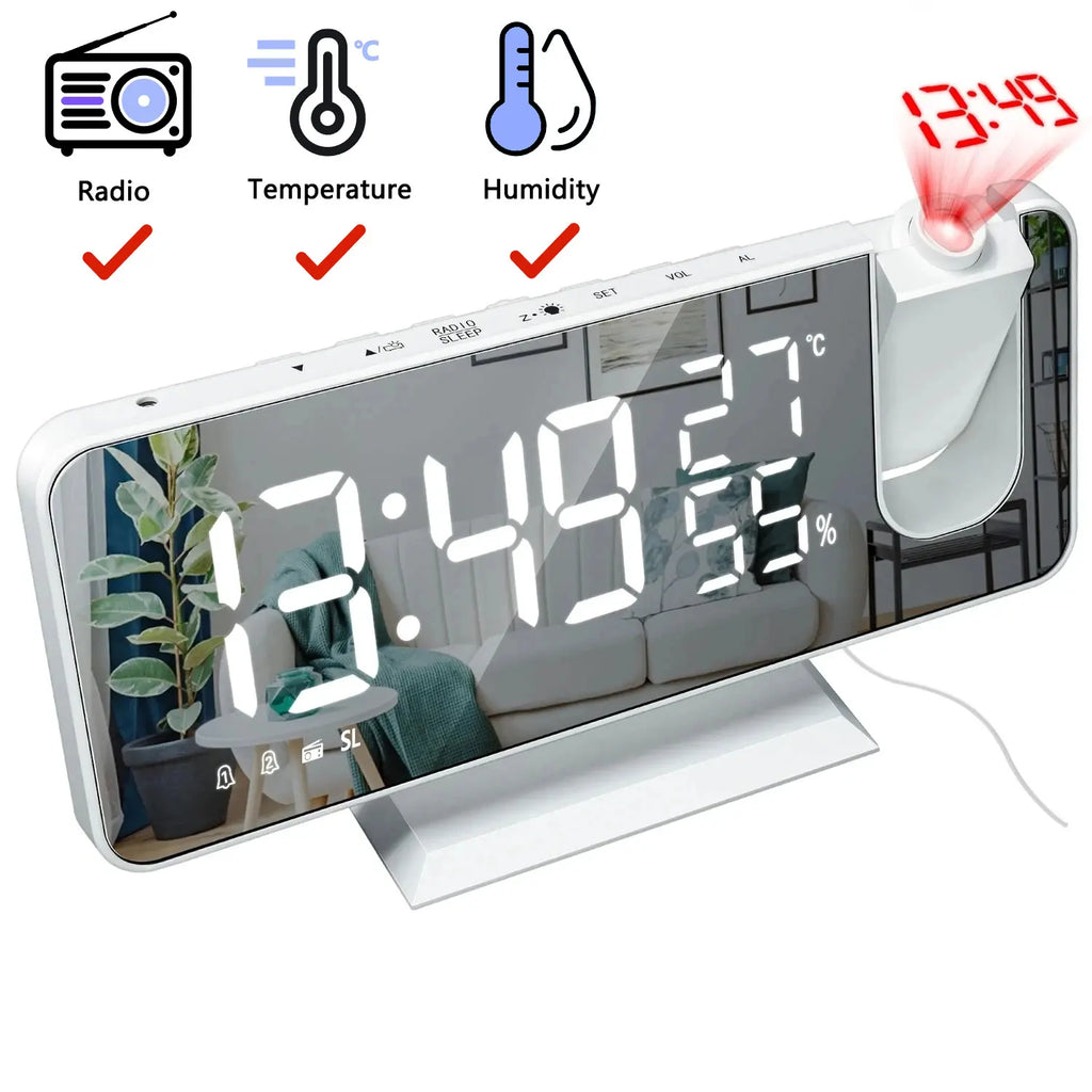 Relógio de mesa projeção hd grande display led digital projeção de teto despertador mesa digital escurecimento automático