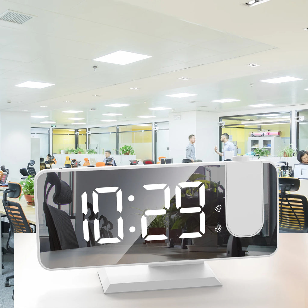 Relógio de mesa projeção hd grande display led digital projeção de teto despertador mesa digital escurecimento automático