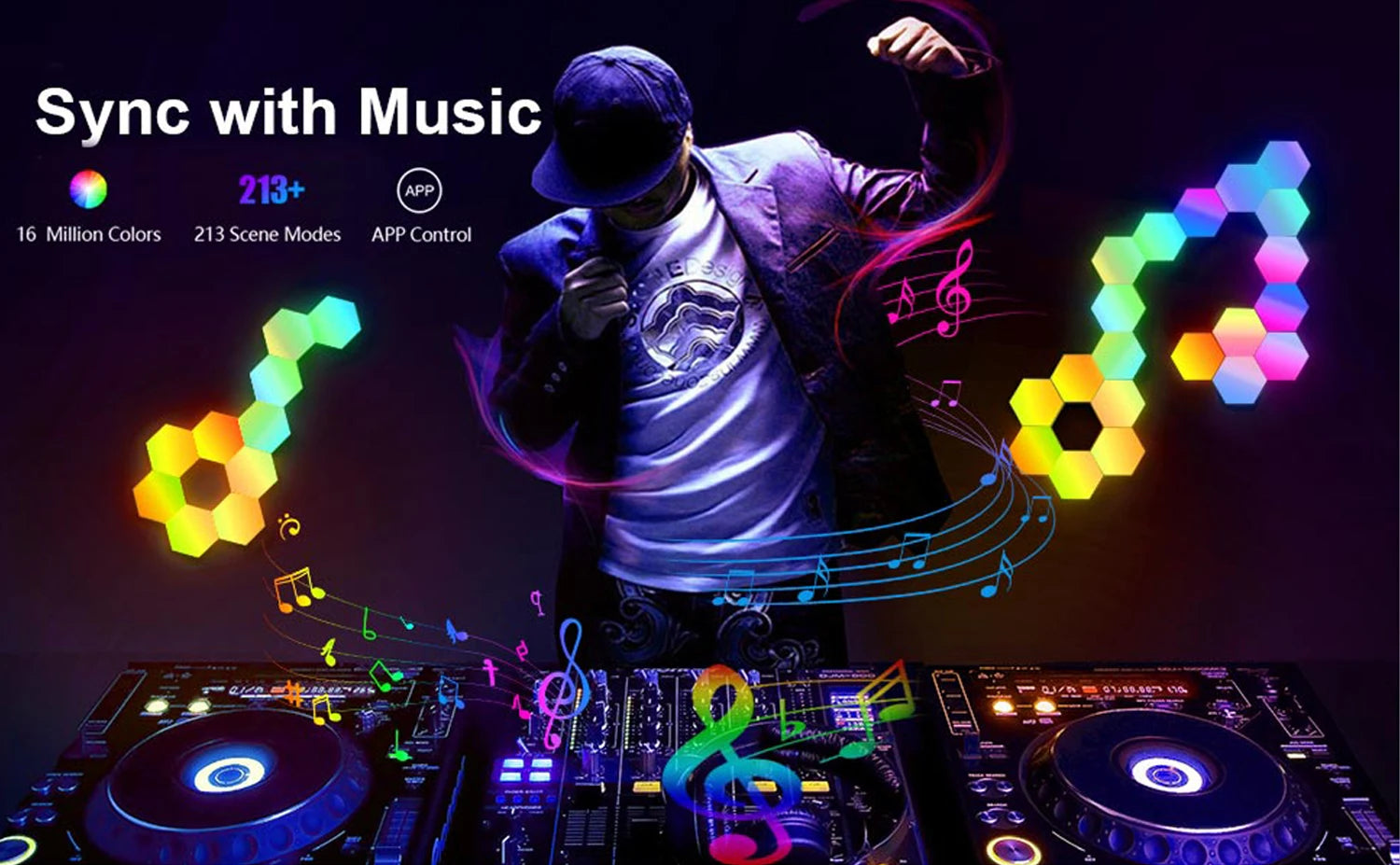 Luzes de parede inteligentes TouCloud Hexagon