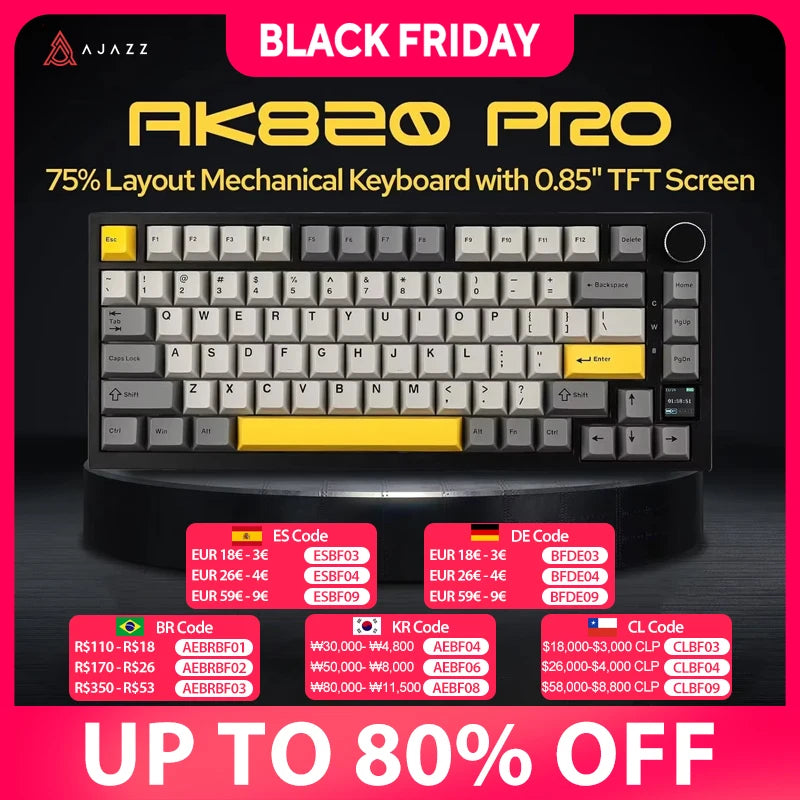 Ajazz AK820 / AK820 Pro – Teclado Mecânico 75% com Hot-Swap